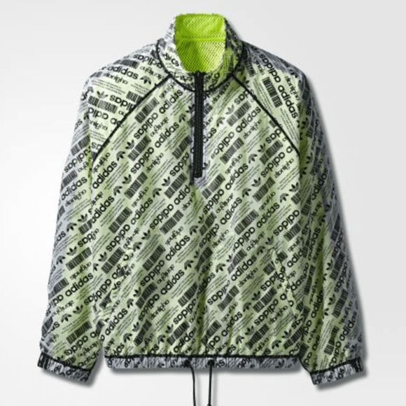 Adidas AW Windbreaker Jacket White Black Syello